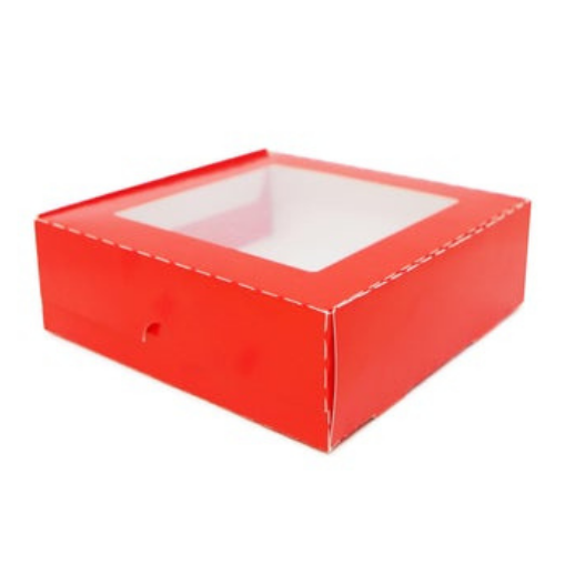 Flip Lid Windowed Boxes Made with Recycled Material -Red or PolkaDot Color